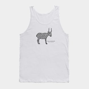Saiga Antelope with Common and Latin Names - animal design - black and white Tank Top